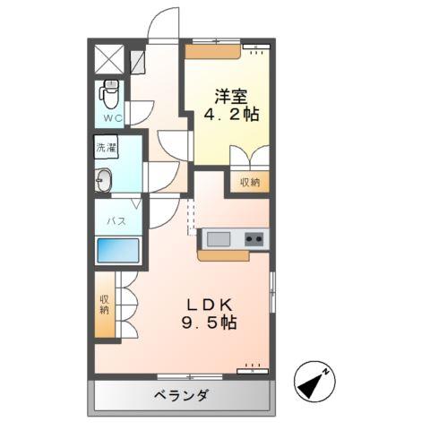 アシューレB(1LDK/1階)の間取り写真