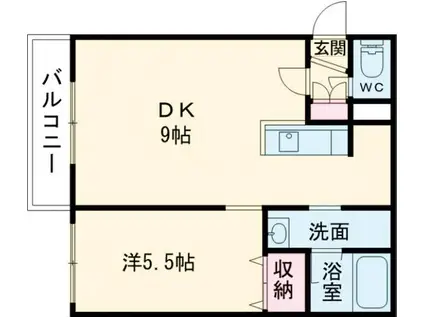 ウエスト BLUE(1DK/1階)の間取り写真