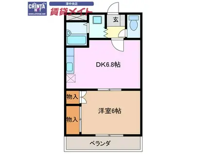 サンタプレイス(1DK/1階)の間取り写真