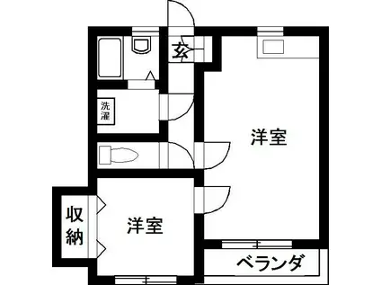 フォートレス北棟(1LDK/2階)の間取り写真