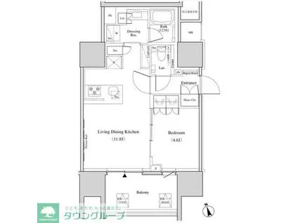 ザ・パークハビオ北千住(1LDK/8階)の間取り写真