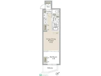 ルネサンスコート門前仲町(1LDK/3階)の間取り写真