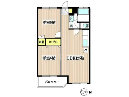 シャトレー新井(2LDK/1階)の間取り写真