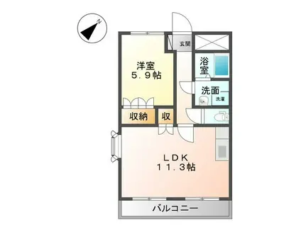 ミルフィオリII(1LDK/2階)の間取り写真