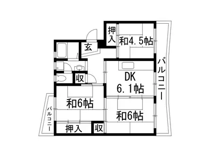 中山五月台 20号棟(3DK/5階)の間取り写真