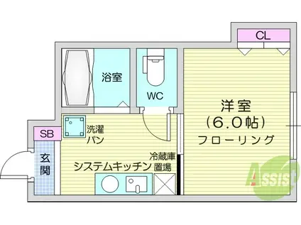 渡利ハイツ(1K/2階)の間取り写真