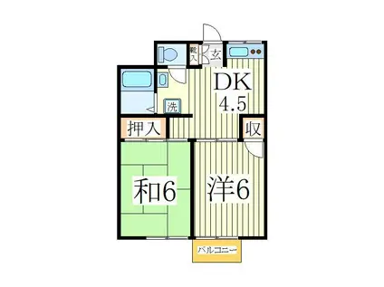 キャッスル柏(2DK/1階)の間取り写真