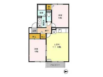 ラ・カージェ松浦(2LDK/2階)の間取り写真