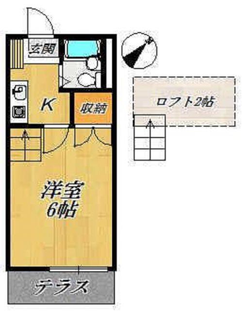 グレースハイツ狭山(1K/2階)の間取り写真
