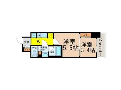 パークアクシス名古屋山王(1DK/9階)の間取り写真