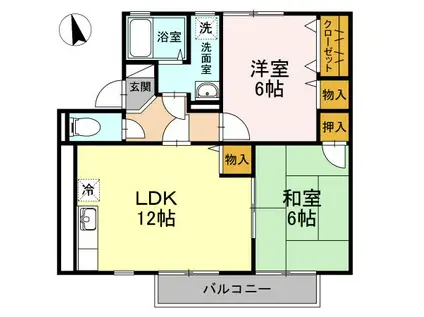 SUNリベルテA棟(2LDK/2階)の間取り写真