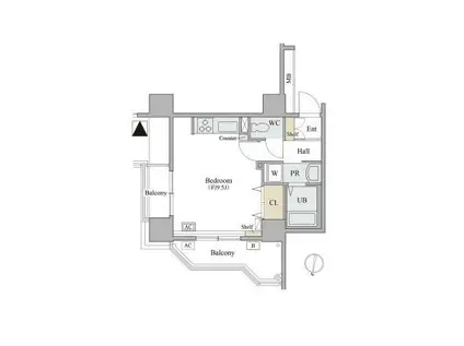 コラム神泉(ワンルーム/6階)の間取り写真