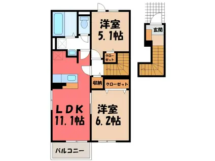 フルール・ド・リス II(2LDK/2階)の間取り写真