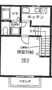 ノーブル富水(1K/2階)の間取り写真