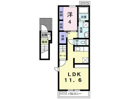 サンテールIII B(1LDK/2階)の間取り写真