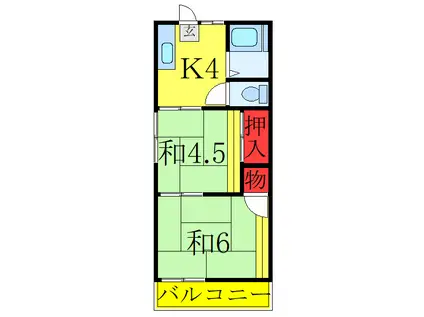 コーポスガ(2K/1階)の間取り写真