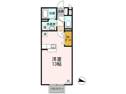 サンローズコートII(ワンルーム/1階)の間取り写真