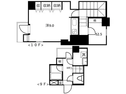 パレステュディオ三番町Ⅱ(ワンルーム/9階)の間取り写真