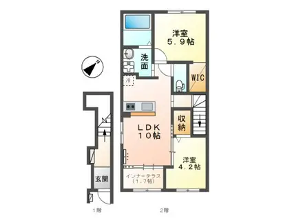 グランハイツN(2LDK/2階)の間取り写真