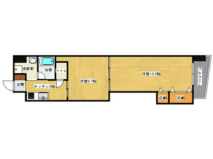 パステロアロッジオ45東蟹屋(2K/2階)の間取り写真