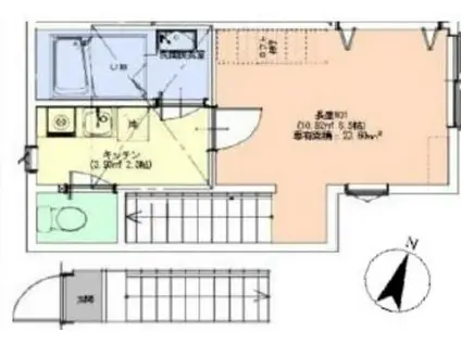 キープラグーン岡沢町(1K/1階)の間取り写真