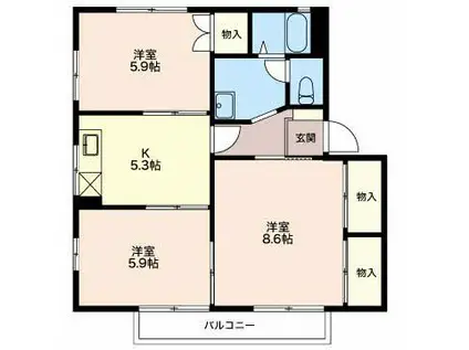 グリーンヒルズG(3K/1階)の間取り写真