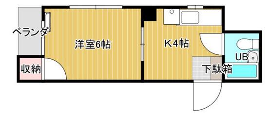 岡本ビル(1K/2階)の間取り写真