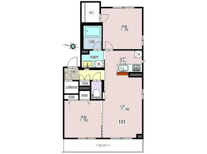 CHIBALY TODOROKI(2LDK/1階)の間取り写真