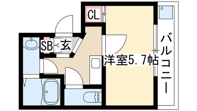 チャミー東山(1K/4階)の間取り写真
