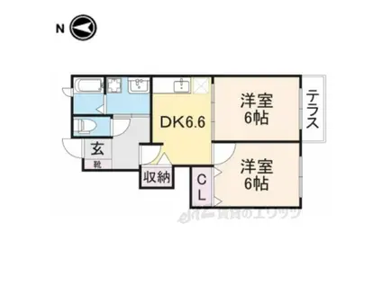 プレステージⅡ(2LDK/1階)の間取り写真