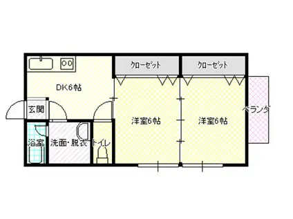 メゾンエトアール(2DK/2階)の間取り写真
