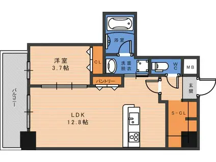 ブループラス針中野(1LDK/9階)の間取り写真