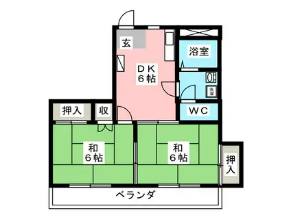 エミグラント(2DK/2階)の間取り写真