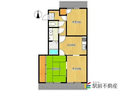 神野パークハイツ(2LDK/3階)の間取り写真