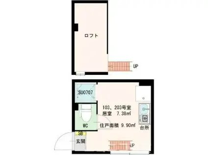 STAGE中野II (ワンルーム/2階)の間取り写真