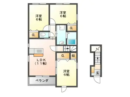 フェリーチェ太子(3LDK/2階)の間取り写真