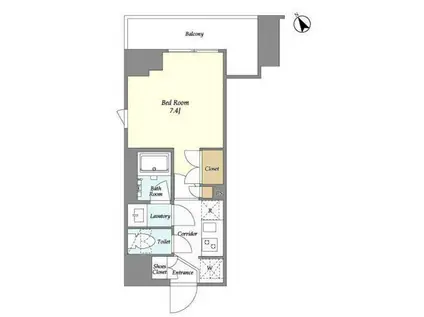 市谷台町坂フロント(1K/4階)の間取り写真