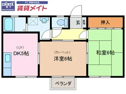 パレスコート(2DK/2階)の間取り写真