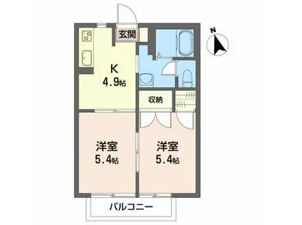 フレグランス逢瀬II(2K/1階)の間取り写真