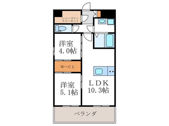 LIVECASA千本今出川(2LDK/5階)の間取り写真