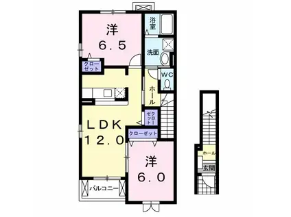 メゾン・プラシードC(2LDK/2階)の間取り写真