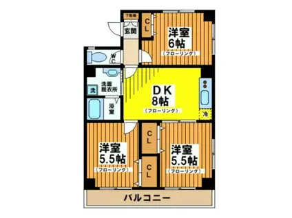 パレス藤ー赤堤5丁目-(3DK/4階)の間取り写真