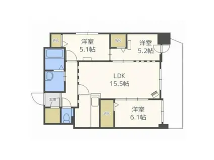 メゾン・クー・ドゥ・クールVII(3LDK/7階)の間取り写真