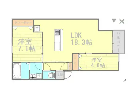町田レジデンス(2LDK/3階)の間取り写真