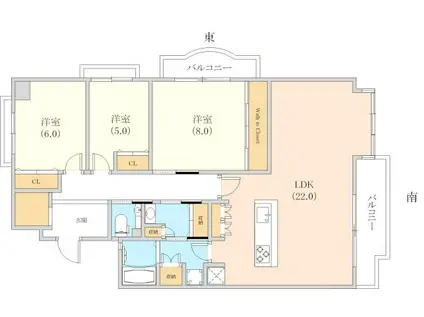 エルタウン学園1(3LDK/9階)の間取り写真