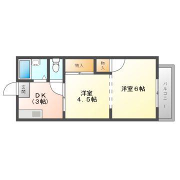 グレイスハイツ(2K/2階)の間取り写真
