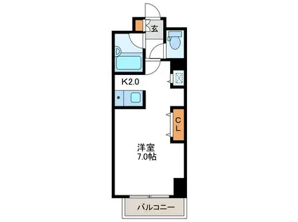 アブニール桑園(1K/4階)の間取り写真