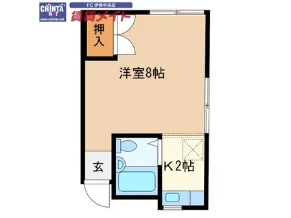 ハウスYAGI(ワンルーム/1階)の間取り写真