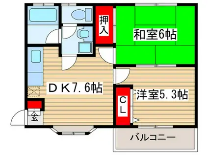 キャッスルピア(2DK/2階)の間取り写真