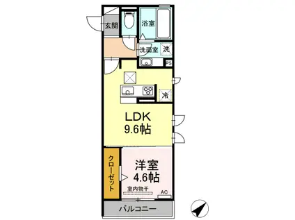 ヴェール柱(1LDK/1階)の間取り写真
